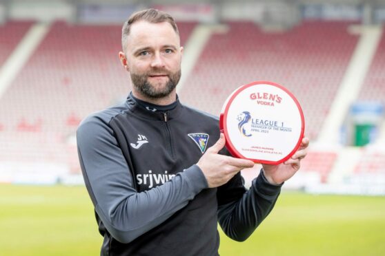 Dunfermline's James McPake is the League One manager of the month for April. Image: SNS.