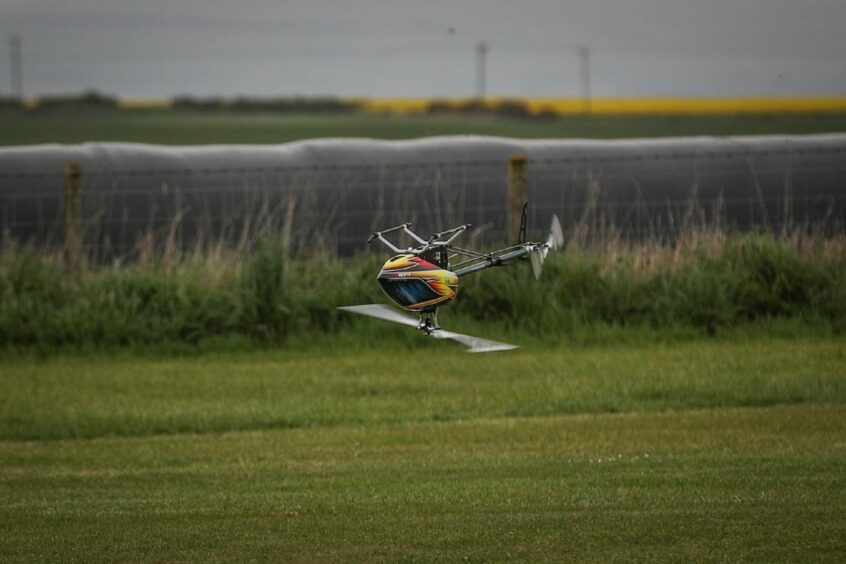 Remote control helicopter flying