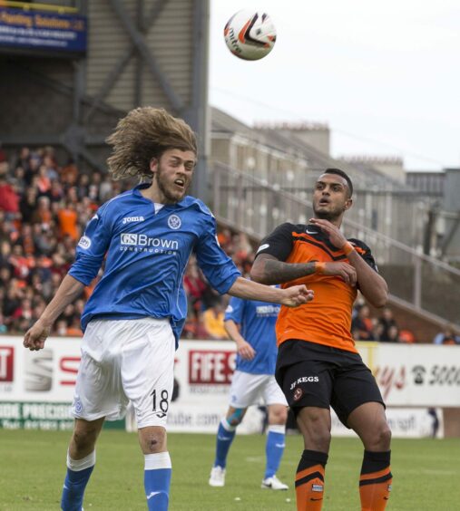Think peak Murray Davidson and the sight of him winning a header with his hair flying will spring to mind. Dundee United's Mario Bilate was never going to win this battle.