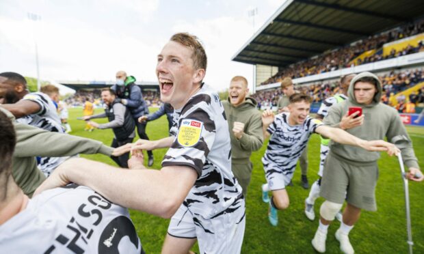 Regan Hendry after Forest Green Rovers won League Two in May 2022. Image: Shutterstock.