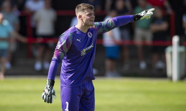 Ali Adams is set to challenge Arbroath keeper Derek Gaston. Image: SNS