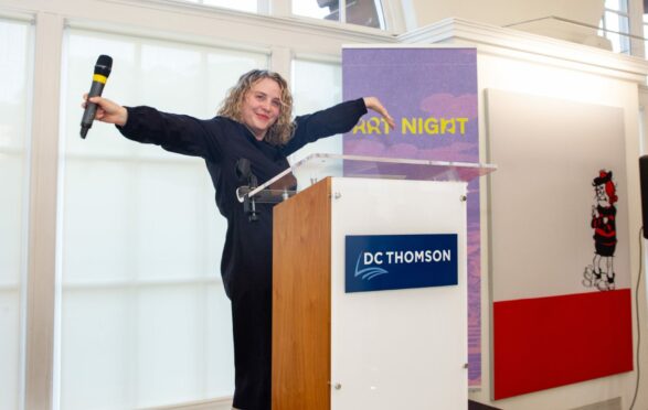 Art Night artistic director Helen Nisbet was excited to get the festivities off the ground at the Courier offices. Image: Paul Reid/DC Thomson.
