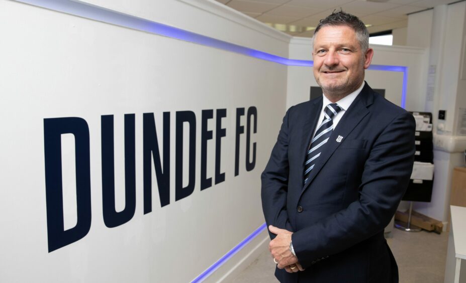 Dundee manager Tony Docherty at the club's Gardyne Campus facility. Image: SNS.