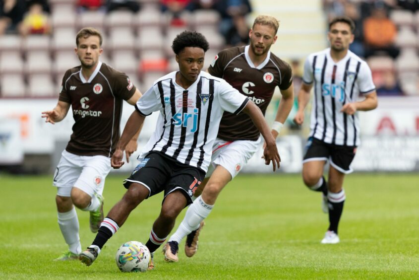 Kane Ritchie-Hosler on the ball for Dunfermline against Hearts