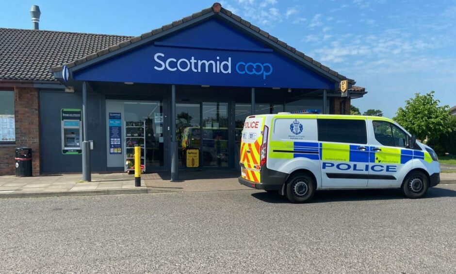 Police outside the Scotmid Co-op on West Mains Avenue in Perth.