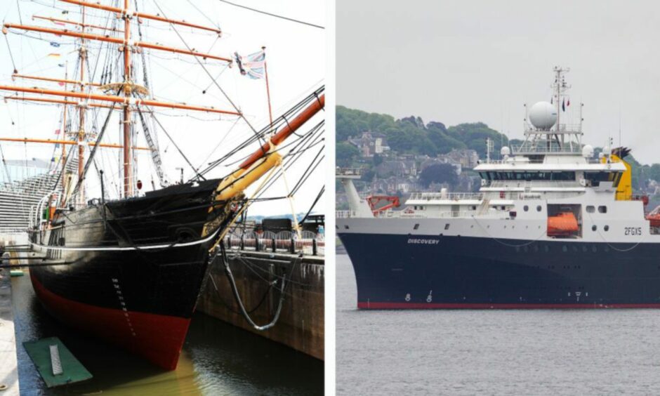 RRS Discovery (old and new). Image: DC Thomson.