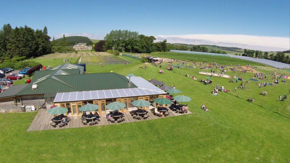 An overhead photo of Cairnie fruit farm, a great place to go in this ultimate summer guide in Scotland