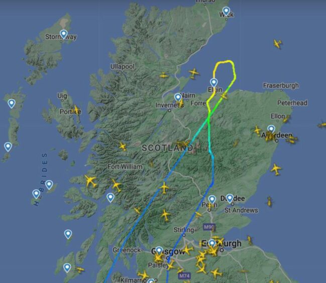 The actual route taken by the Hercules planes on the flypast