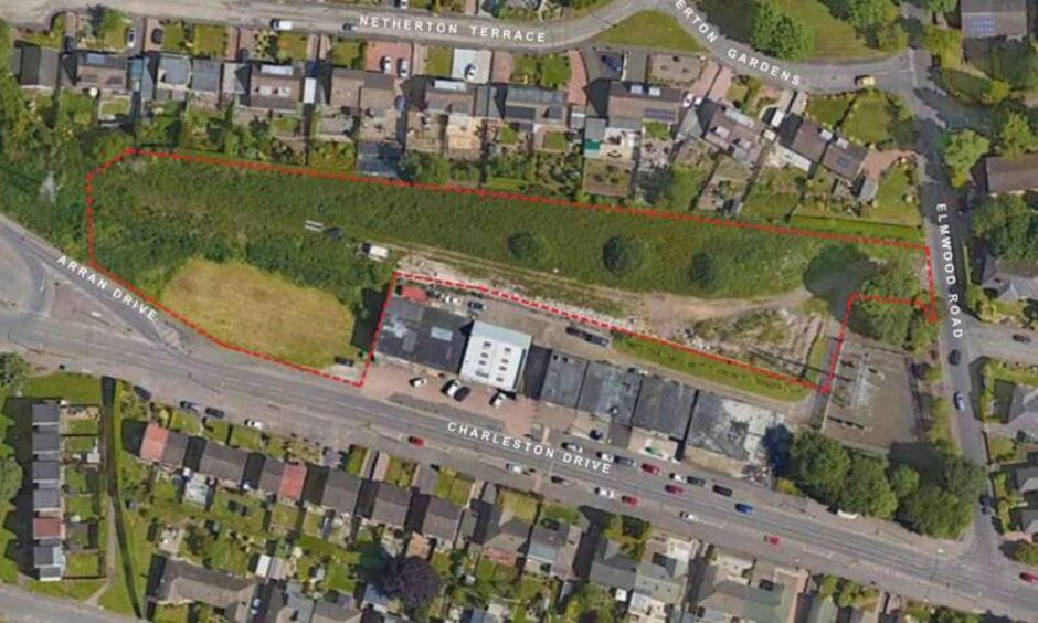 An aerial view of the plot of land on Charleston Drive in Dundee where housing is planned