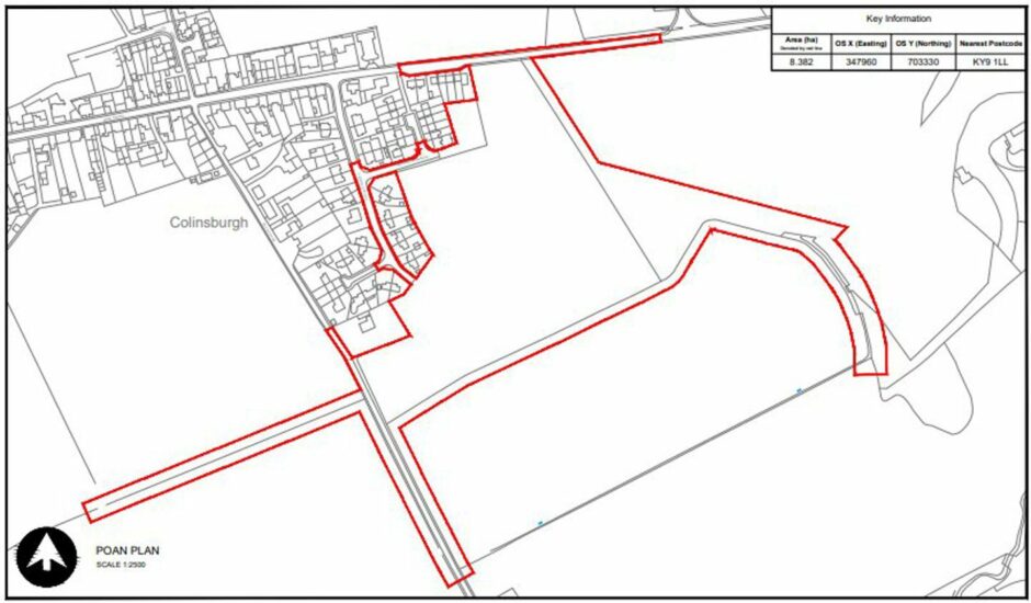 A map of he Colinsburgh housing development, which will increase the size of the village