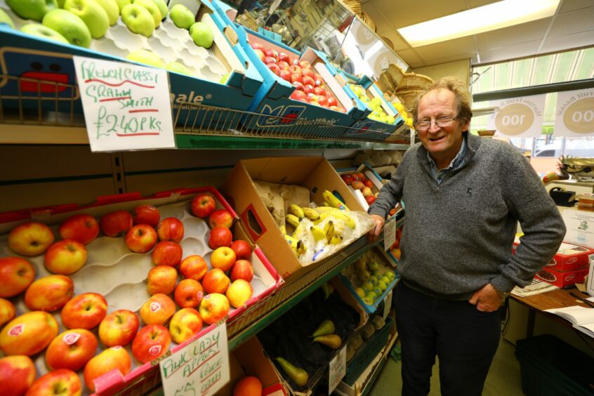 Peter Martin inside his Perth fruit shop, Martin's Fruit Bazaar