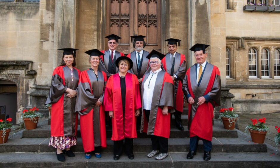 Val McDermid with the other honorary degree recipients.