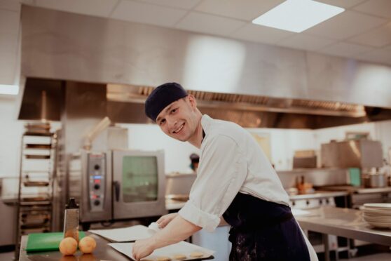 Student working in culinary arts, hospitality and tourism at Fife College