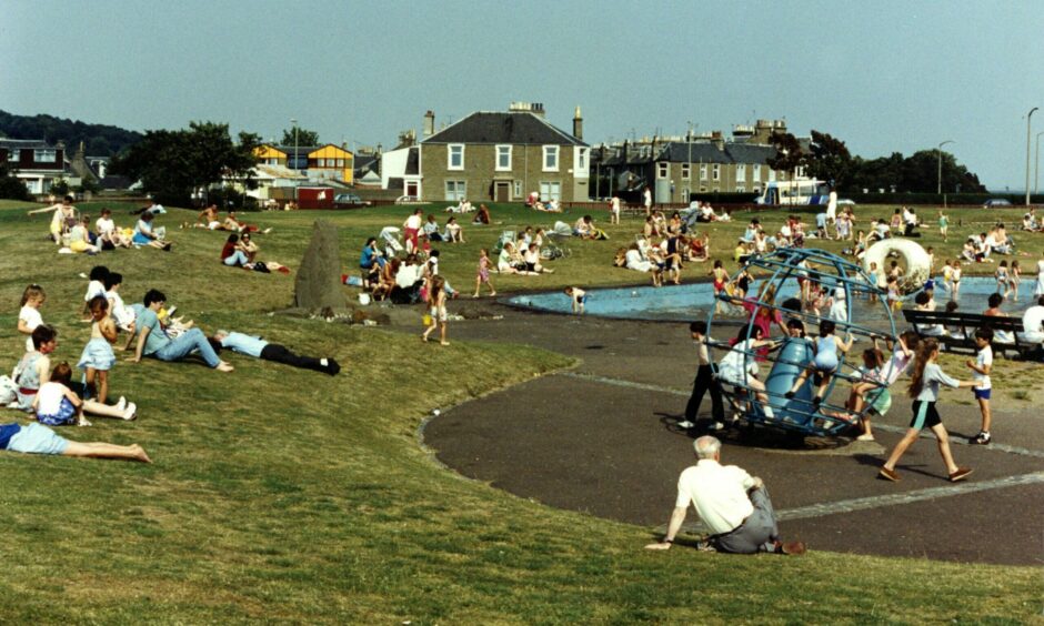 Castle Green play park pictured in August 1990 during a sunny day. Image: DC Thomson.