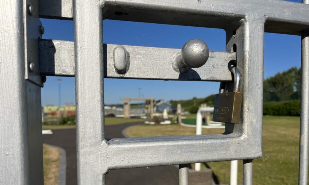 Arbroath's crazy golf course has stayed locked during this week's heatwave. Image: Graham Brown/DC Thomson