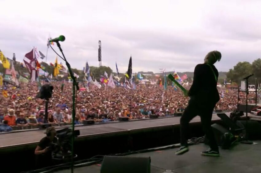The Arbroath flag could be seen during Blondie's Pyramid Stage set at Glastonbury.