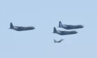 RAF Hercules and Typhoon crafts depart RAF Lossiemouth