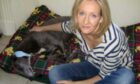 JK Rowling with greyhound Sapphire - adopted from Greyhound Rescue Fife in 2007.