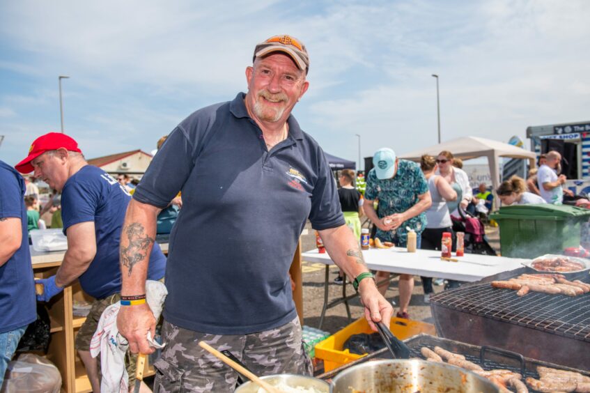 Arbroath crew member Clive Lucking was head cook on the burger stall.