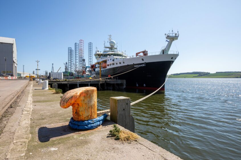 The 2012-built RRS Discovery tied up at Dundee Harbour. Image: Kim Cessford/DC Thomson.