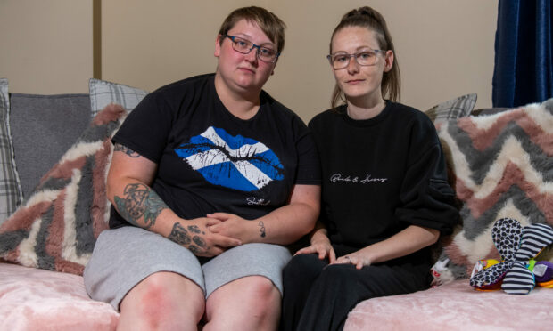 Sarah and Laura Murphy-Illsley claim to have a number of issues with their temporary accommodation. Image: Kim Cessford / DC Thomson