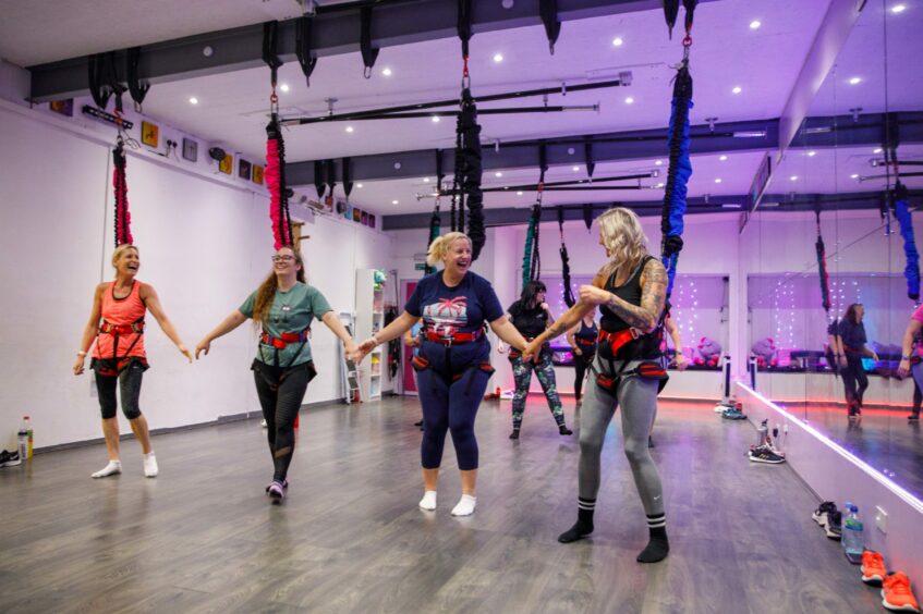 Debbie was made to feel very welcome at the Bungee Fit class. Image: Kenny Smith/DC Thomson