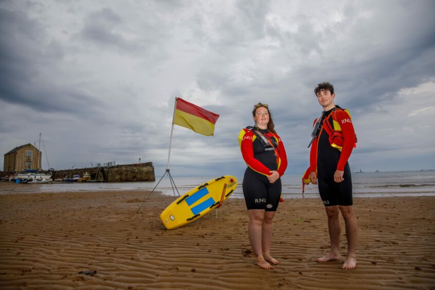 Tamzin and Ruaridh McQueenie patrol the Elie beach keeping an eye out for water users in trouble.