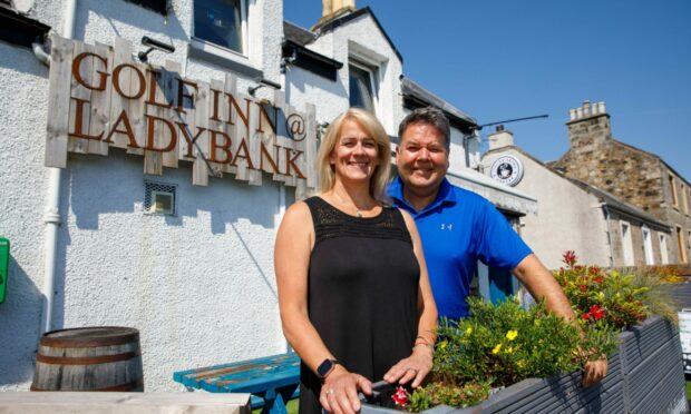 Alison and Craig Arthur outside the Golf Inn at Ladybank.