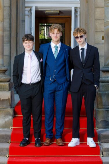 Bell Baxter High pupils Rhys Egan, Craig Macfarlane and Lewis Brown at prom. 