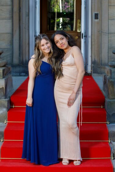 Bell Baxter High pupils Katelin Pearson and Naomi Cesenj at prom. 
