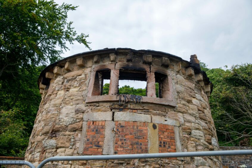 The old doocot was also hit by fire.