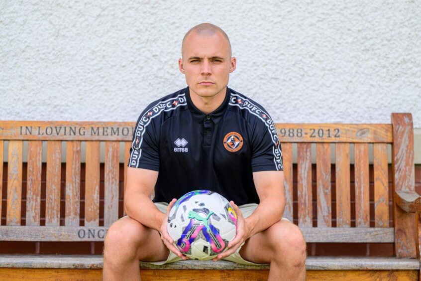 Liam Grimshaw is pictured at Dundee United's training base in St Andrews