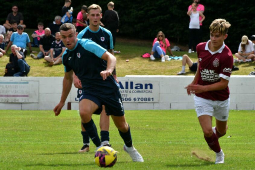 Ross Matthews in action for Raith Rovers versus Linlithgow Rose during pre-season last summer. Image: Raith Rovers.