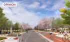 How proposed active freeway would look further along Arbroath Road, near Dawson Park.