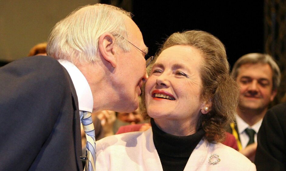 Sir Menzies Campbell kisses wife Elspeth at a party conference in 2006.