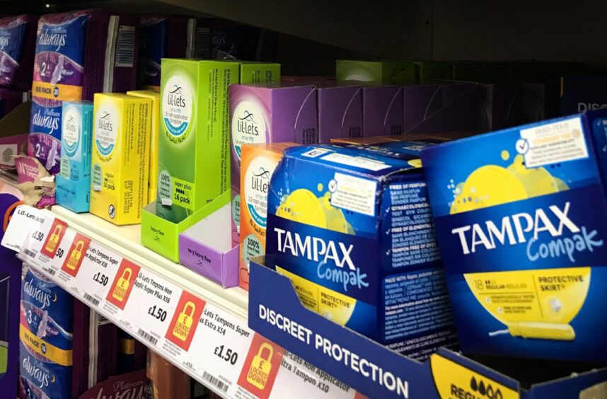 period products on a supermarket shelf.