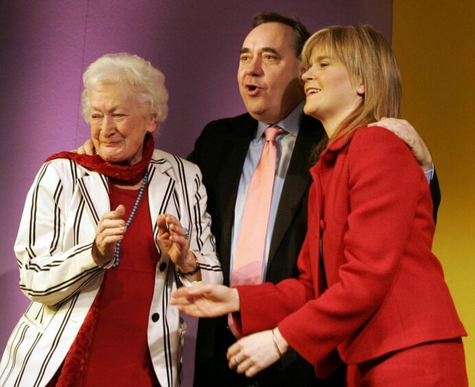 Winnie Ewing, Alex Salmond and Nicola Sturgeon.