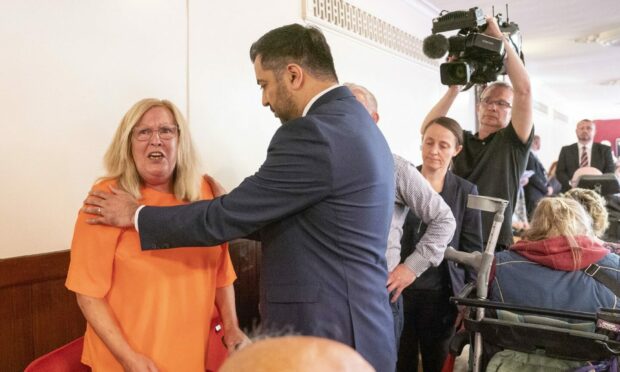 Theresa Mallett heckled Humza Yousaf during his speech. Image: PA.