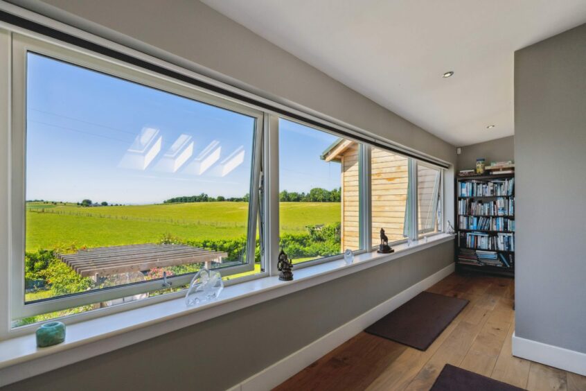 Windows overlooking the countryside at Tigh Sona in Forgandenny