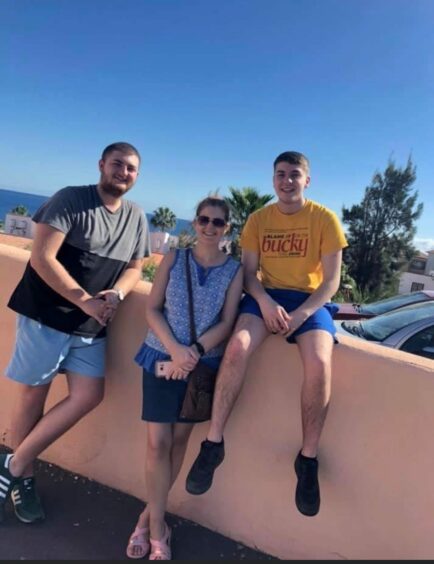 Holiday snap of Nicola Lunn with sons Harry and Peter.