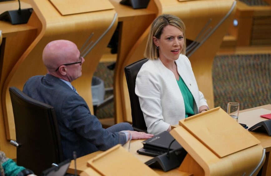 Kevin Stewart and Jenny Gilruth in the Scottish Parliament.