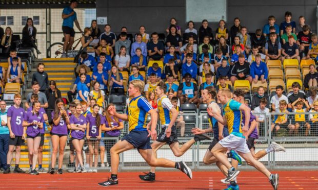 The boys 100 metres at the George Duncan Arena in Perth Grammar School. Image: Steve MacDougall/DC Thomson.