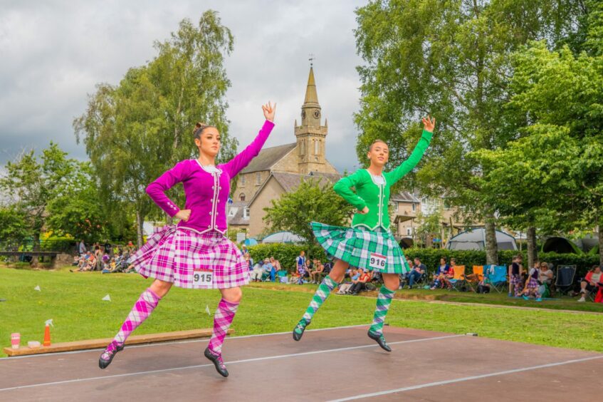 Kayla Aitken from Leven and Cerys McAllister from Bonnybank competing in the highland dancing.