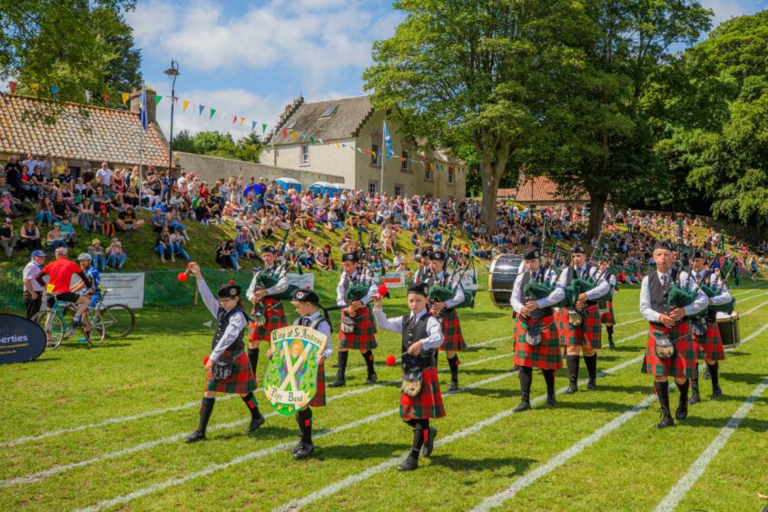 City of St Andrews Pipe Band at the Ceres Highland Games 2023.