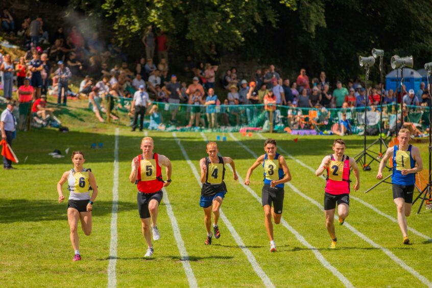 Track event at the Ceres Highland Games.