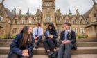 These Morgan Academy pupils are concerned about their  peers who are vaping. Katya Walls (school vice captain, 6th year), Crawford Miller (school vice captain, 6th year),  Imaan Hussain (school captain, 6th year) and Lewis Brown (5th year). Image: Steve MacDougall/DC Thomson.