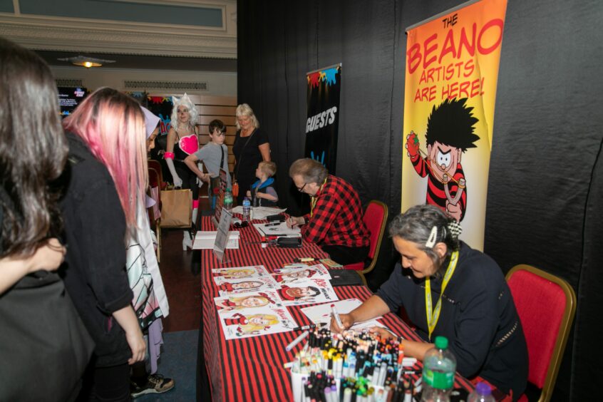 The Beano artists' stall.