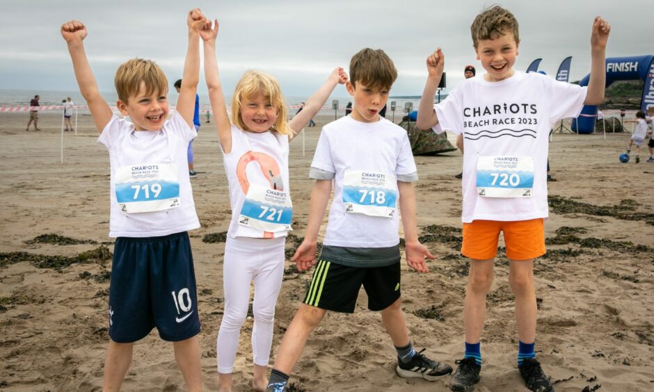Youngsters in the Chariots of Fire beach race in St Andrews