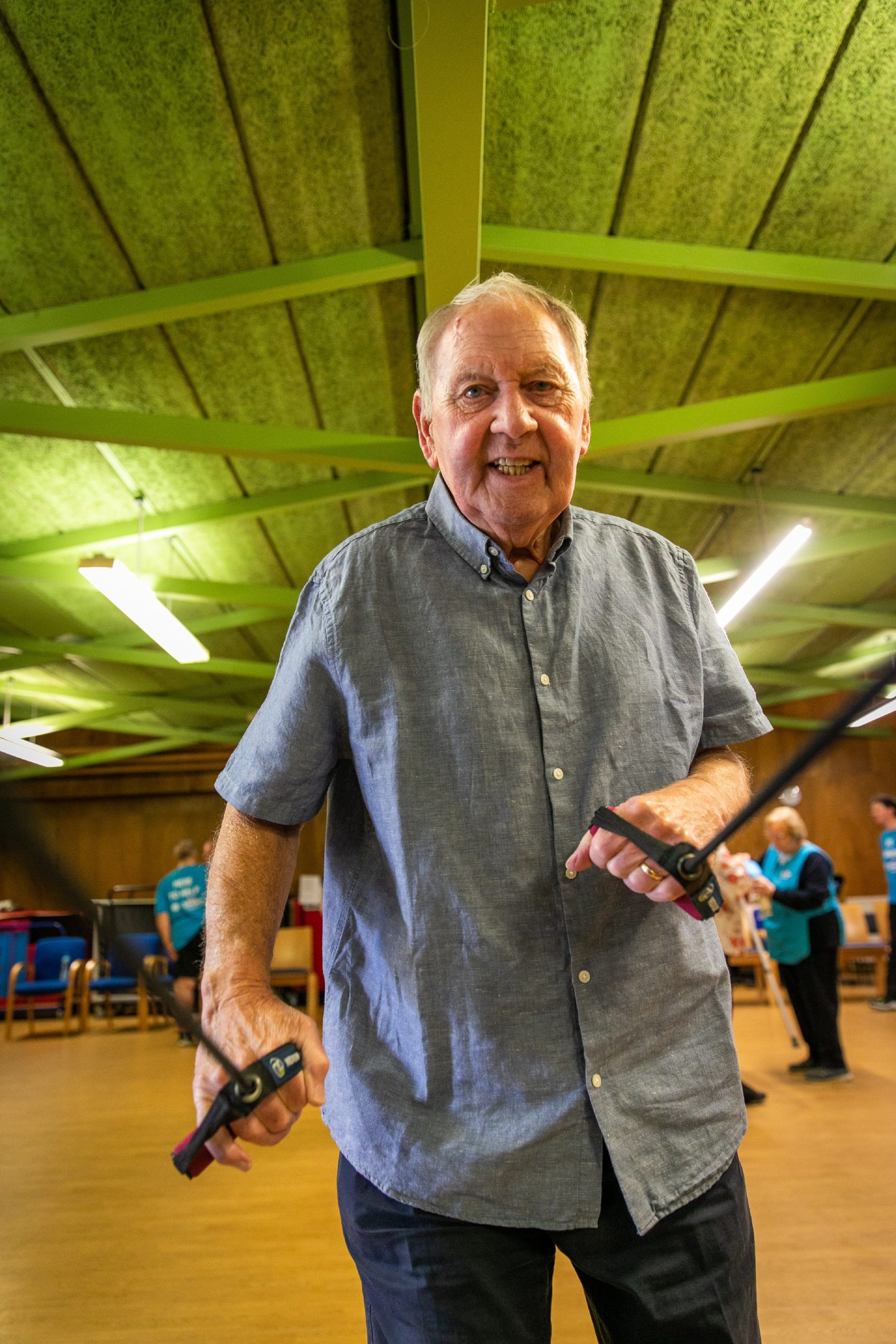 Stroke survivor Allan Lowson working out at Dundee Stroke Exercise Club. Image: Steve Brown/DC Thomson.