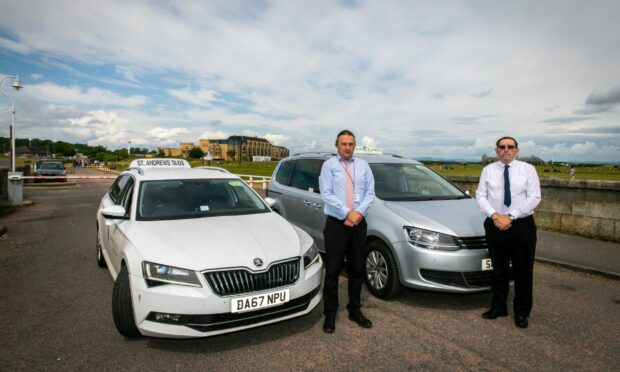 James Glen of St Andrews Taxis and Davie Wilcox of Club Cabs are concerned about unscrupulous taxi drivers.